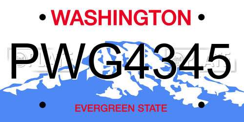 PWG4345 Washington License Plate
