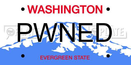 PWNED Washington License Plate