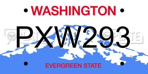 PXW293 Washington License Plate