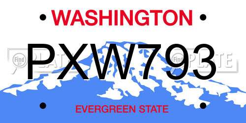 PXW793 Washington License Plate
