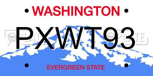 PXWT93 Washington License Plate