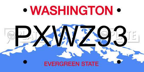 PXWZ93 Washington License Plate