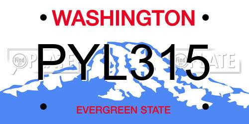PYL315 Washington License Plate
