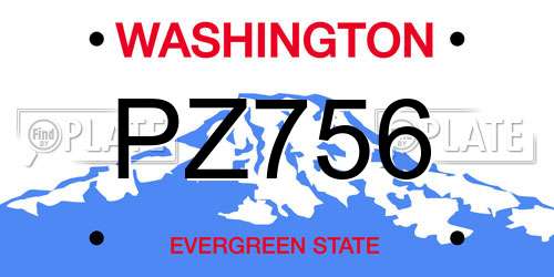 PZ756 Washington License Plate