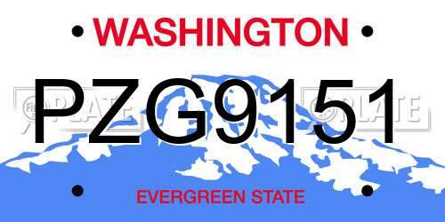 PZG9151 Washington License Plate