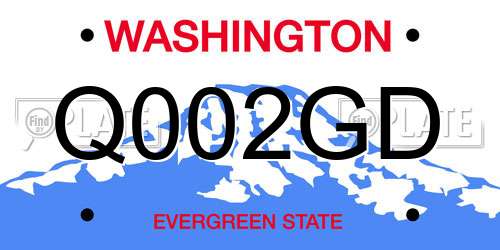 Q002GD Washington License Plate