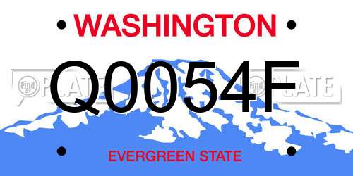 Q0054F Washington License Plate
