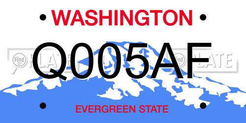 Q005AF Washington License Plate