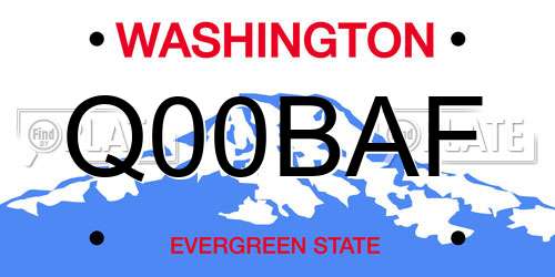 Q00BAF Washington License Plate