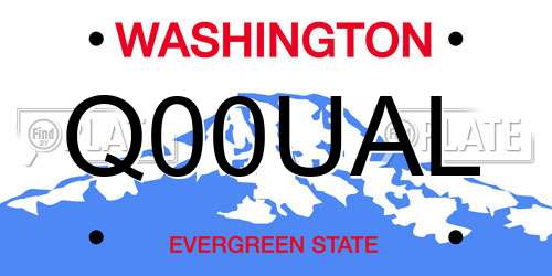 Q00UAL Washington License Plate