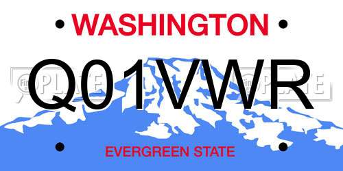 Q01VWR Washington License Plate