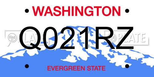 Q021RZ Washington License Plate