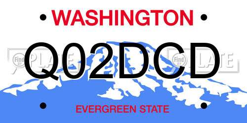Q02DCD Washington License Plate