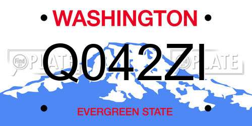 Q042ZI Washington License Plate