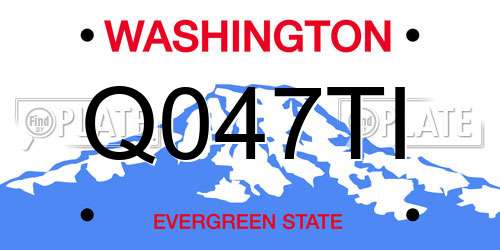 Q047TI Washington License Plate