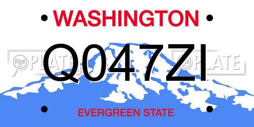 Q047ZI Washington License Plate