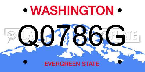 Q0786G Washington License Plate