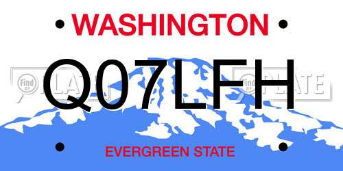 Q07LFH Washington License Plate