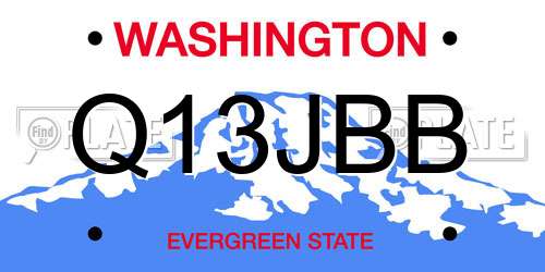 Q13JBB Washington License Plate