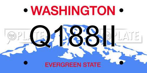 Q188II Washington License Plate