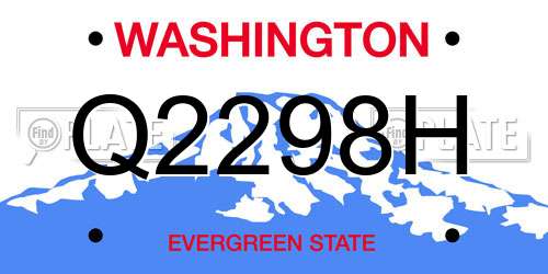 Q2298H Washington License Plate