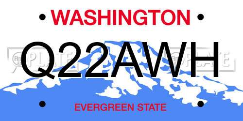 Q22AWH Washington License Plate