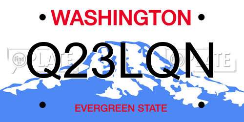 Q23LQN Washington License Plate