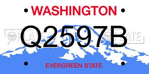 Q2597B Washington License Plate