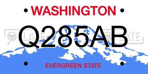 Q285AB Washington License Plate