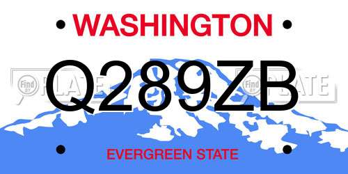 Q289ZB Washington License Plate