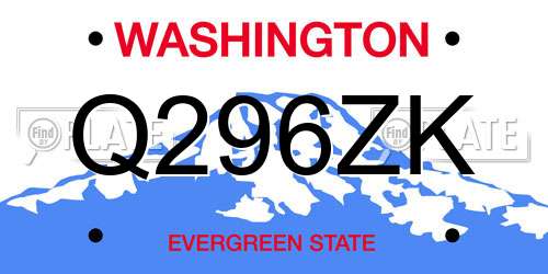 Q296ZK Washington License Plate