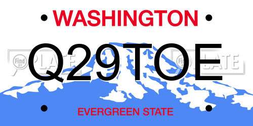 Q29TOE Washington License Plate
