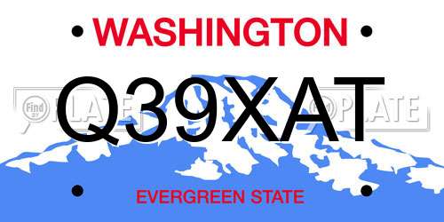 Q39XAT Washington License Plate
