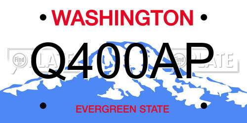 Q400AP Washington License Plate