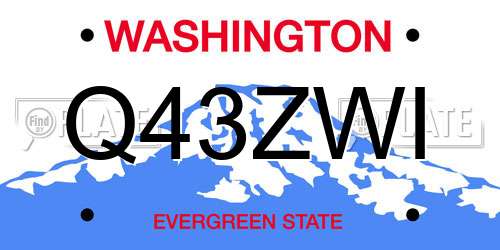 Q43ZWI Washington License Plate