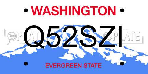 Q52SZI Washington License Plate