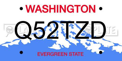 Q52TZD Washington License Plate