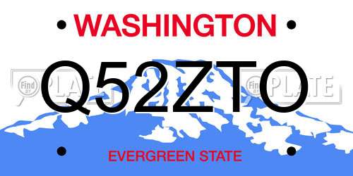 Q52ZTO Washington License Plate