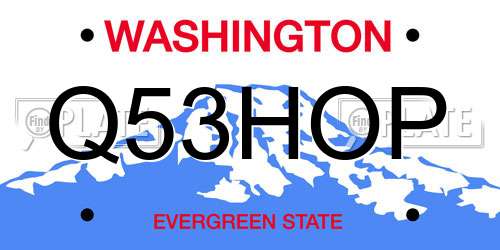 Q53HOP Washington License Plate