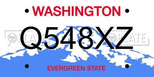 Q548XZ Washington License Plate