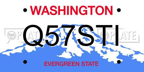 Q57STI Washington License Plate