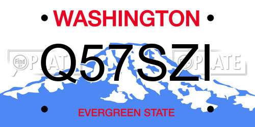 Q57SZI Washington License Plate