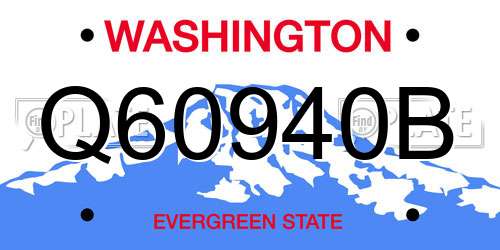 Q60940B Washington License Plate
