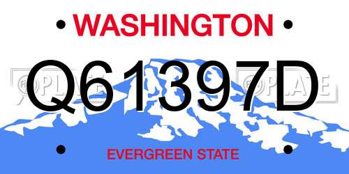 Q61397D Washington License Plate