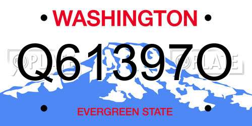 Q61397O Washington License Plate