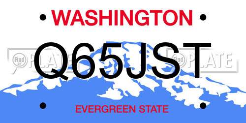 Q65JST Washington License Plate