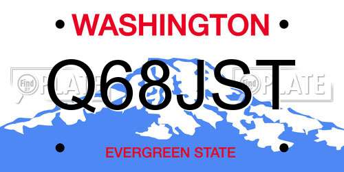 Q68JST Washington License Plate