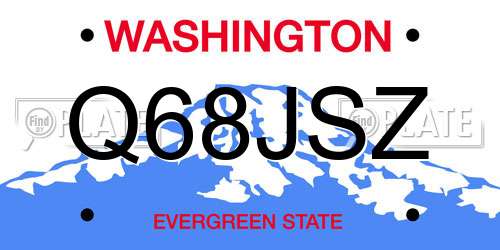 Q68JSZ Washington License Plate