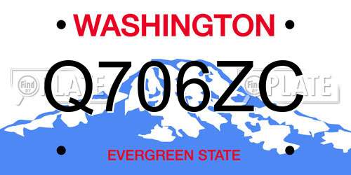 Q706ZC Washington License Plate
