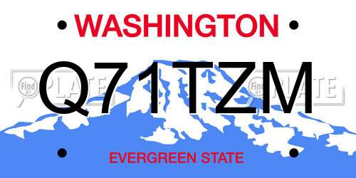 Q71TZM Washington License Plate